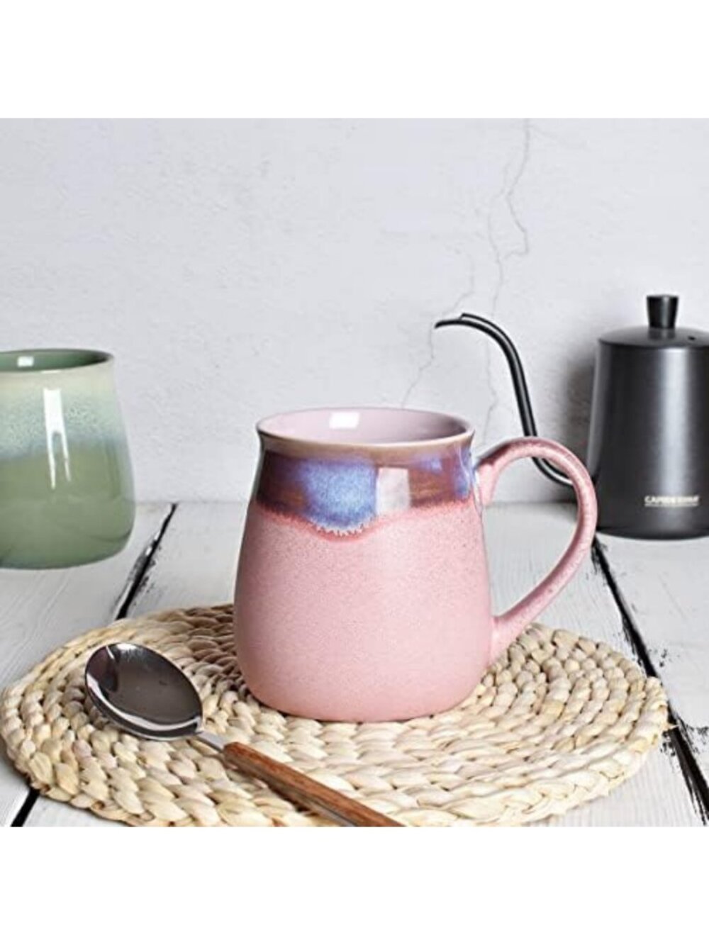 Large Pink Ceramic Coffee Mug - 21 Oz Big Tea Cup for Home & Office, Microwave - Picture 2 of 6